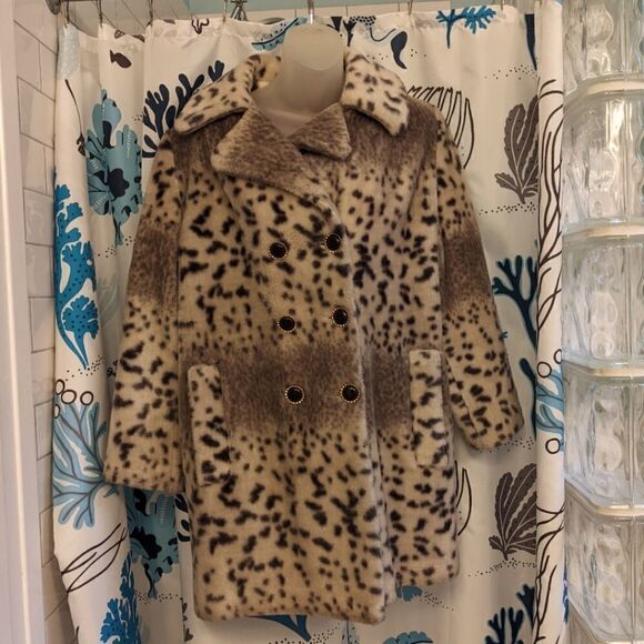VTG 70s Leopard Print Faux Fur Coat - Picture 1 of 14